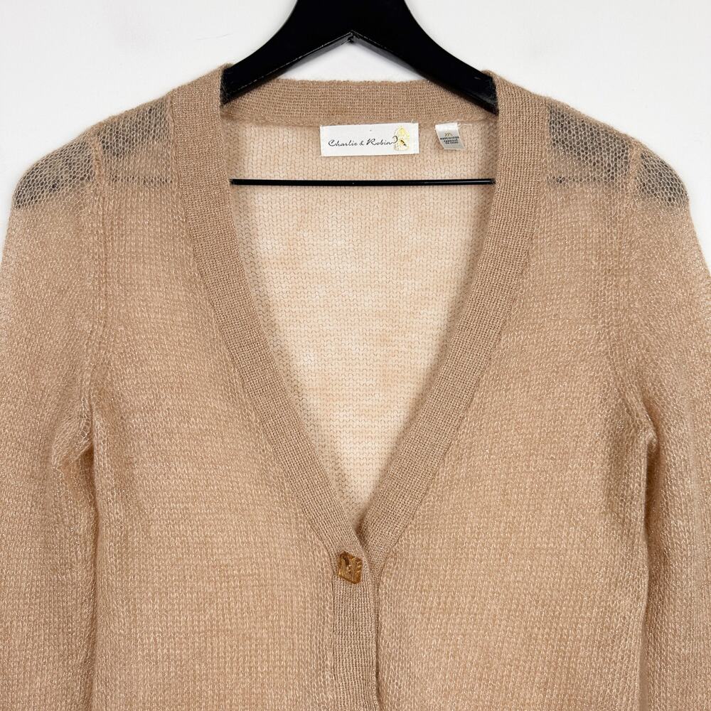 Charlie & Robin Anthropologie Knit Beige Cardigan Sweater - M - Picture 2 of 10
